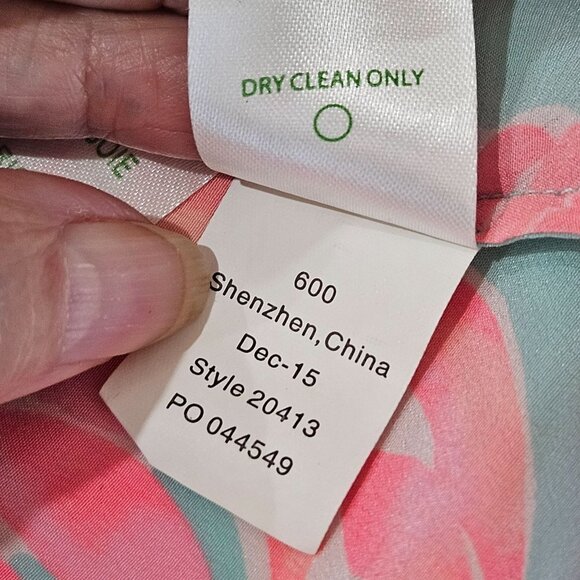 Lilly Pulitzer Stacey Silk Top Blouse Small Long Sleeve Pink Blue - Picture 11 of 14